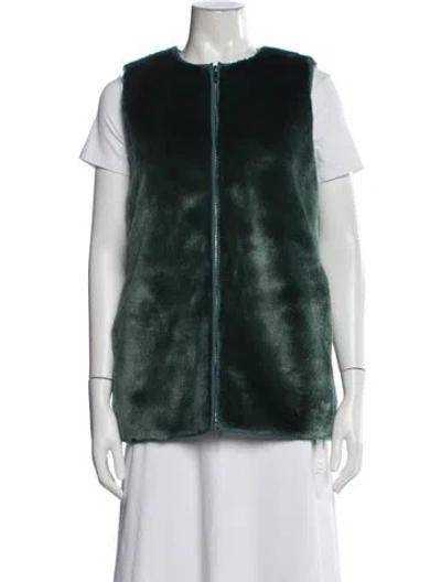 Pre-owned Lafayette 148 Faux Fur Vest W/ Tags In Green
