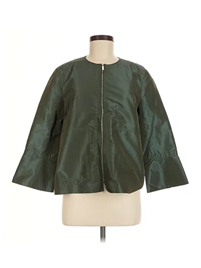 Pre-owned Lafayette 148 Faux Leather Jacket In Green