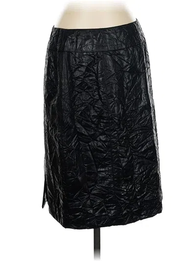 Pre-owned Lafayette 148 Faux Leather Skirt In Black