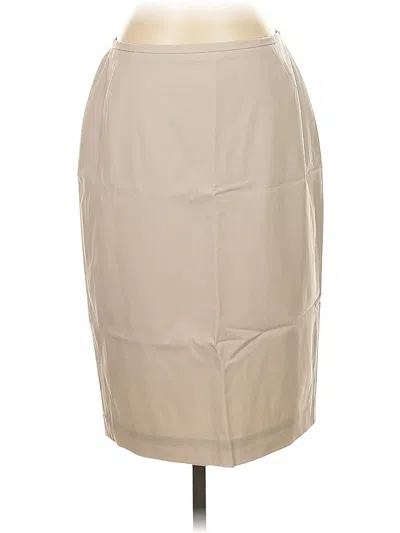 Pre-owned Lafayette 148 Faux Leather Skirt In Brown