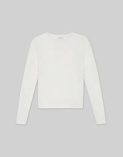 Lafayette 148 Fine Cashmere Fitted Crewneck Sweater In Cloud