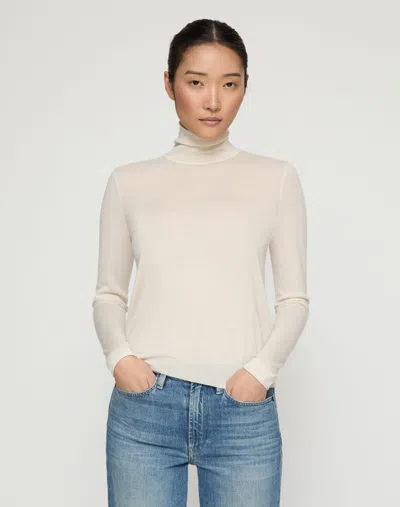 Lafayette 148 Fine Cashmere Fitted Turtleneck Sweater In Neutral
