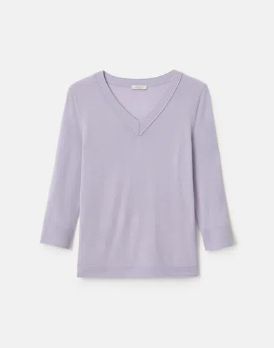 Lafayette 148 Fine Cashmere V Neck Sweater In Multi