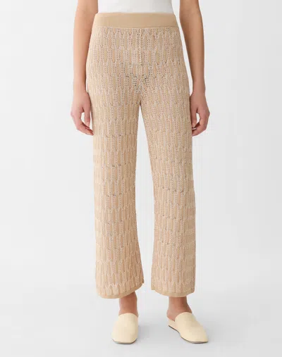 Lafayette 148 Fine Cotton Rope Lace Stitch Ankle Pant In Neutral