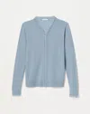 Lafayette 148 Fine Gauge Cashmere & Silk Chiffon Trim Cardigan In Paper Blue