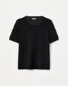 Lafayette 148 Fine Gauge Cashmere & Silk Chiffon Trim Sweater In Black