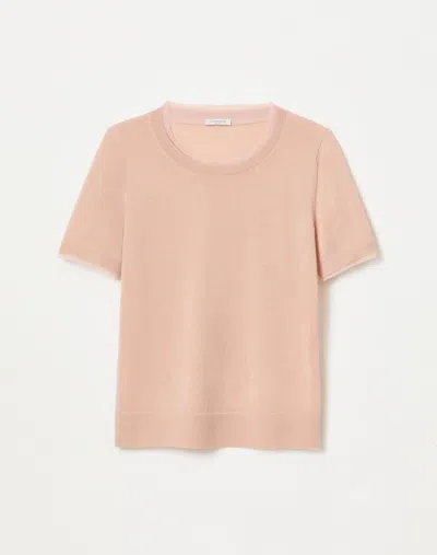 Lafayette 148 Fine Gauge Cashmere & Silk Chiffon Trim Sweater In Pink