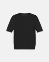 Lafayette 148 Fine Gauge Cashmere Crewneck Short Sleeve Sweater In Black