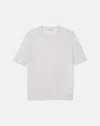 Lafayette 148 Fine Gauge Cashmere Crewneck Short Sleeve Sweater In White