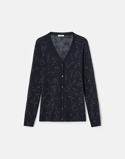 Lafayette 148 Fine Gauge Cashmere Embroidered Constellation Cardigan In Blue