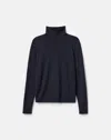 Lafayette 148 Fine Gauge Cashmere Stand Collar Sweater In Blue