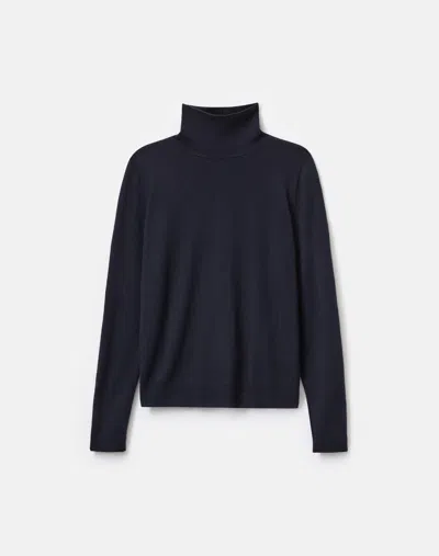 Lafayette 148 Fine Gauge Cashmere Stand Collar Sweater In Blue