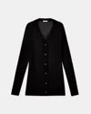 Lafayette 148 Fine Gauge Cashmere V-neck Cardigan In Black