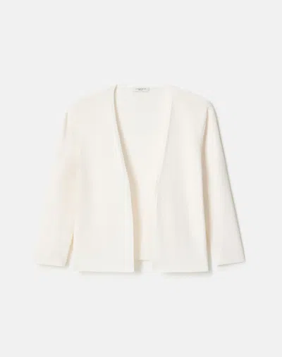 Lafayette 148 Fine Voile Open Front Cropped Cardigan In Cloud