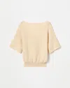 Lafayette 148 Finespun Voile & Cotton Cord Yarn Ottoman Stitch Convertible Sweater In Buff