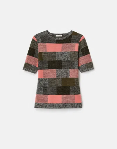Lafayette 148 Finespun Voile Cashmere Check Jacquard Sweater In Pink