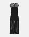 Lafayette 148 Finespun Voile Hand Macramã© & Knotted Fringe Tunic In Black
