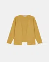 Lafayette 148 Finespun Voile Open-front Cropped Cardigan In Desert Grass