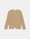 Lafayette 148 Finespun Voile Open-front Cropped Cardigan In Gravel