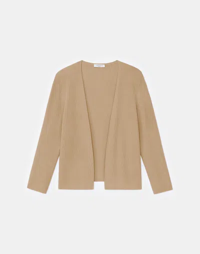 Lafayette 148 Finespun Voile Open-front Cropped Cardigan In Gravel