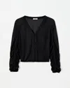 Lafayette 148 Finespun Voile Sheer Cropped Cardigan In Black