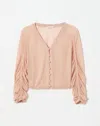 Lafayette 148 Finespun Voile Sheer Cropped Cardigan In Shell