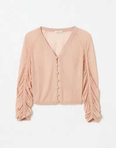Lafayette 148 Finespun Voile Sheer Cropped Cardigan In Shell