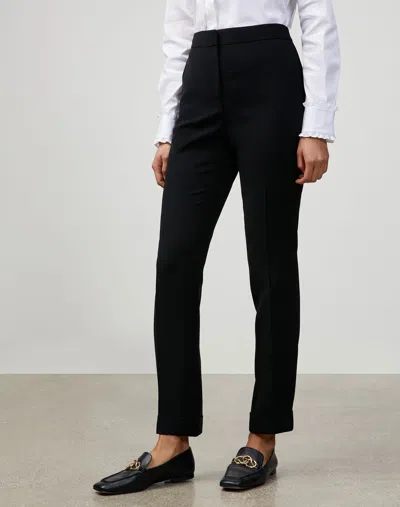 Lafayette 148 Finesse Crepe Clinton Cuffed Pant In Black