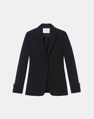 Lafayette 148 Petite Finesse Crepe Cutaway Blazer In Black