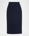 Lafayette 148 Finesse Crepe Midi Pencil Skirt In Black
