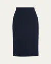 Lafayette 148 Finesse Crepe Midi Pencil Skirt In Black