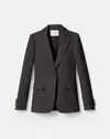 Lafayette 148 Finesse Crepe Peak Lapel Blazer In Carbon