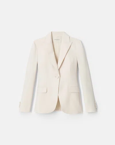 Lafayette 148 Finesse Crepe Peak Lapel Blazer In Raffia