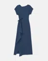 Lafayette 148 Finesse Crepe Tie Front Dress In Lido Blue