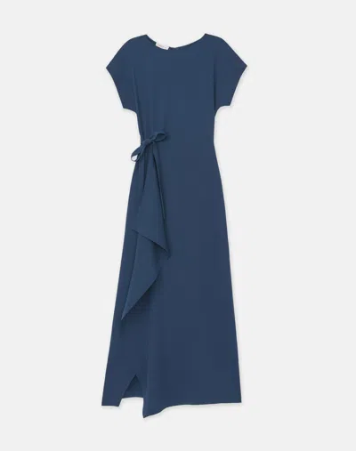Lafayette 148 Finesse Crepe Tie Front Dress In Lido Blue