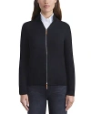 Lafayette 148 Plus Size Fitted Cotton-silk Bomber Sweater In Black