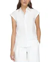 Lafayette 148 Organic Cotton Poplin Cap Sleeve Fitted Shirt