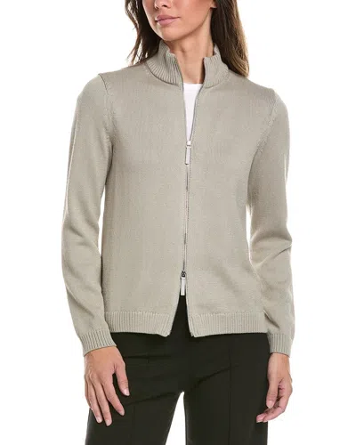 Lafayette 148 New York Fitted Silk-blend Bomber Jacket In Neutral