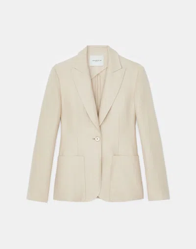 Lafayette 148 Flax Linen Canvas Fitted Blazer In Neutral