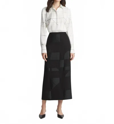 Lafayette 148 Floorplan Print Silk Twill Button Blouse In Cloud Multi