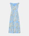 Lafayette 148 New York Sleeveless Portrait Neck Dress In Blue