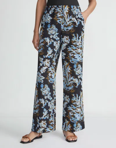 Lafayette 148 Floral Frost Toile Print Crepe Perry Pant In Multi