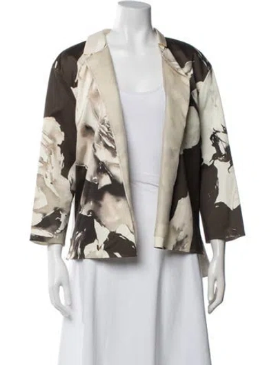 Pre-owned Lafayette 148 Floral Print Blazer In Brown