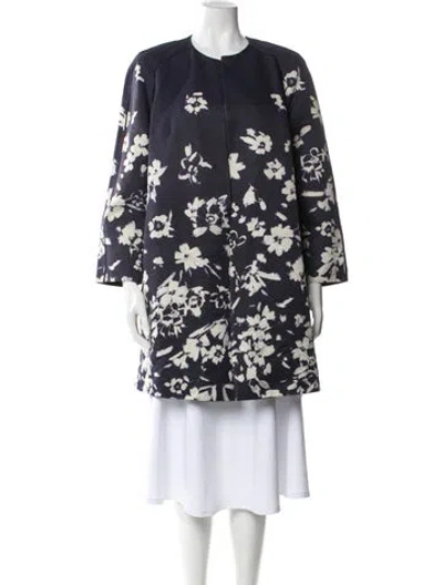 Pre-owned Lafayette 148 Floral Print Evening Jacket In Blue