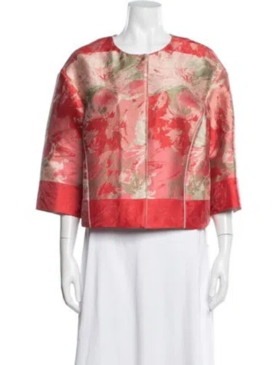 Pre-owned Lafayette 148 Floral Print Jacket In Pink