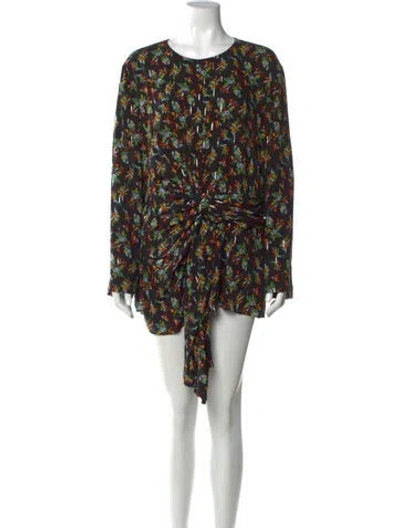 Pre-owned Lafayette 148 Floral Print Knee-length Dress In Black