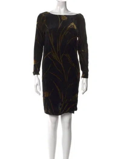 Pre-owned Lafayette 148 Floral Print Knee-length Dress In Black