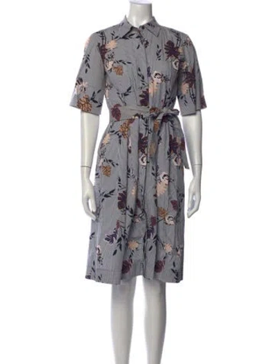 Pre-owned Lafayette 148 Floral Print Knee-length Dress In Black