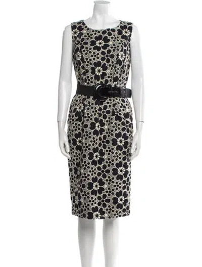 Pre-owned Lafayette 148 Floral Print Knee-length Dress In Blue