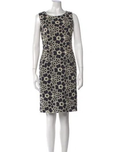 Pre-owned Lafayette 148 Floral Print Knee-length Dress In Blue